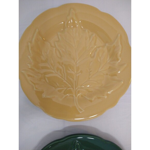 Set of 4 Longaberger Falling Leaves Small Ceramic Pottery Plates Collectable - Picture 3 of 9